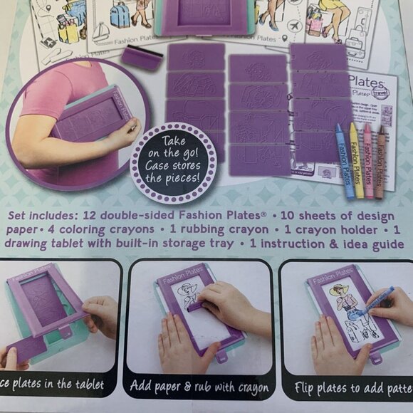 Fashion Plates TRAVEL Set Kahootz Dress Design Kit NIB Rubbing 30 pieces - Picture 5 of 8